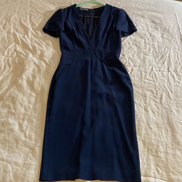 Alexander McQueen navy blue sheath dress deep V size IT40 - Picture 4 of 16